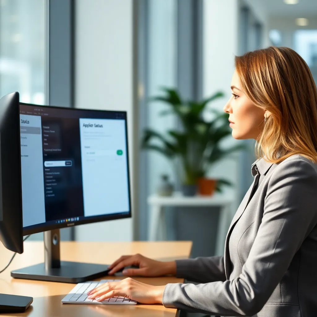 Мужчина проверяет статус заявки на субсидию на смартфоне