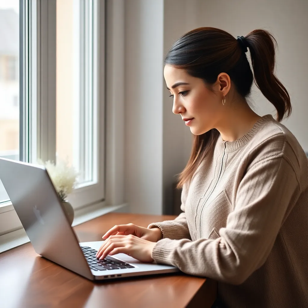 Пожилая женщина изучает документы о социальных субсидиях дома